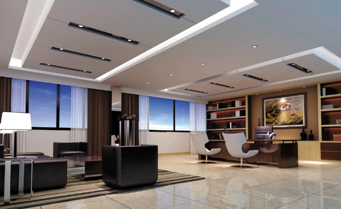 家電行業(yè)辦公室裝修設計:條形燈打造未來科技氛圍