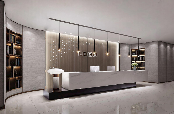 上海辦公室裝修設計：水波紋不銹鋼，打造獨特光影藝術空間