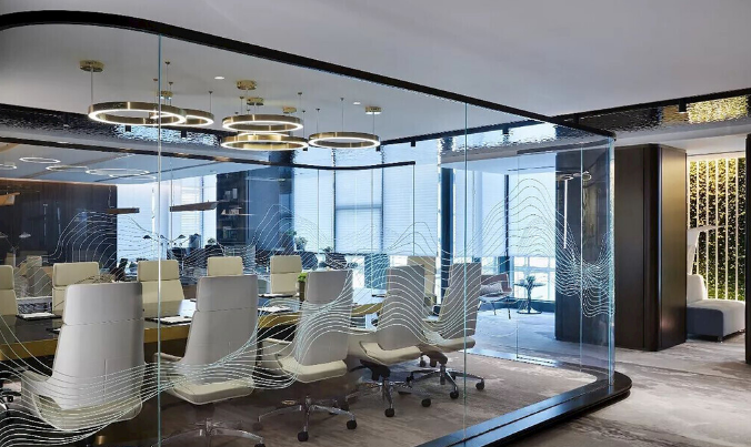 上海辦公室裝修設計：水波紋不銹鋼，讓你的空間瞬間升級！