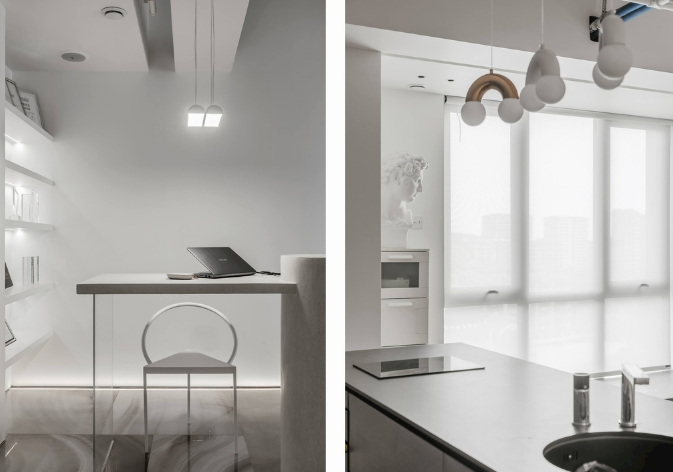 上海辦公室裝修設(shè)計:白色工礦吊燈點亮創(chuàng)意空間